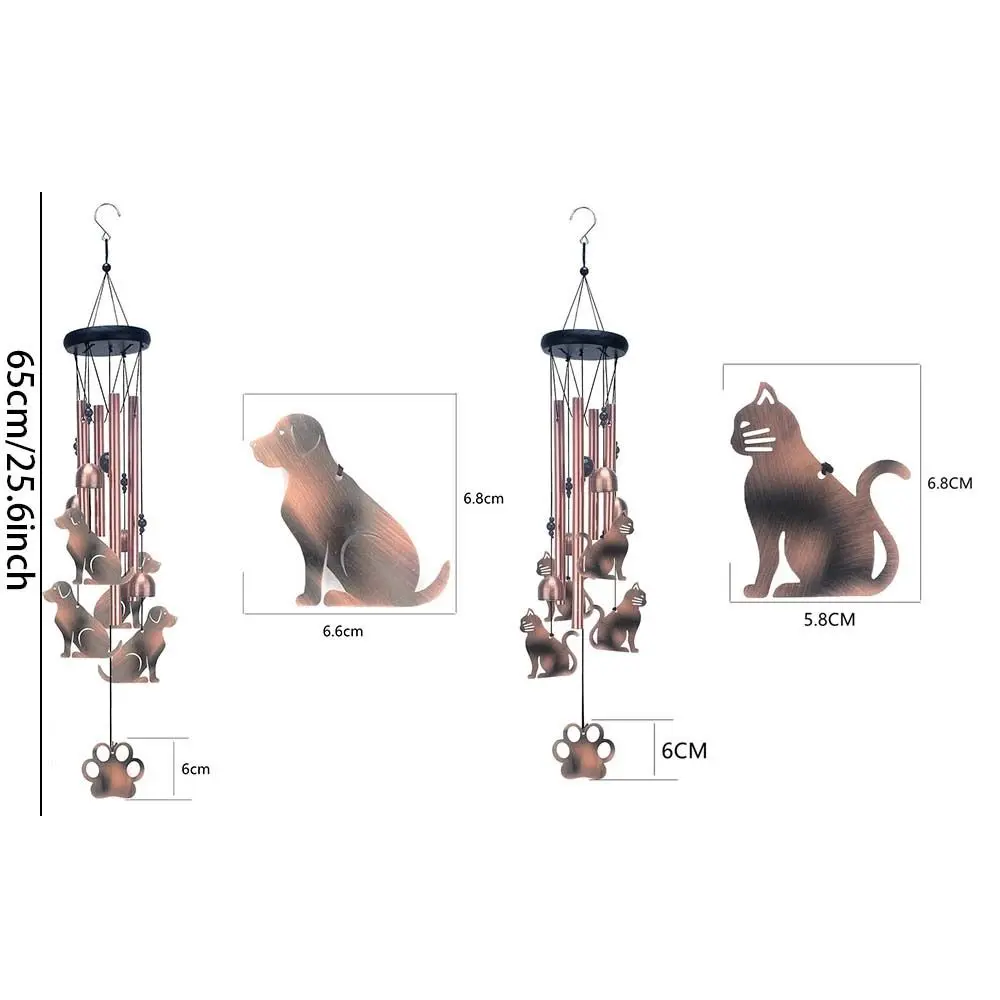 Large Animal Commemorative Wind Chime Retro 4 Aluminum Tubes Cat Dog Wind Bell Craft Gift Metal Wind Chime Yard Balcony Porch