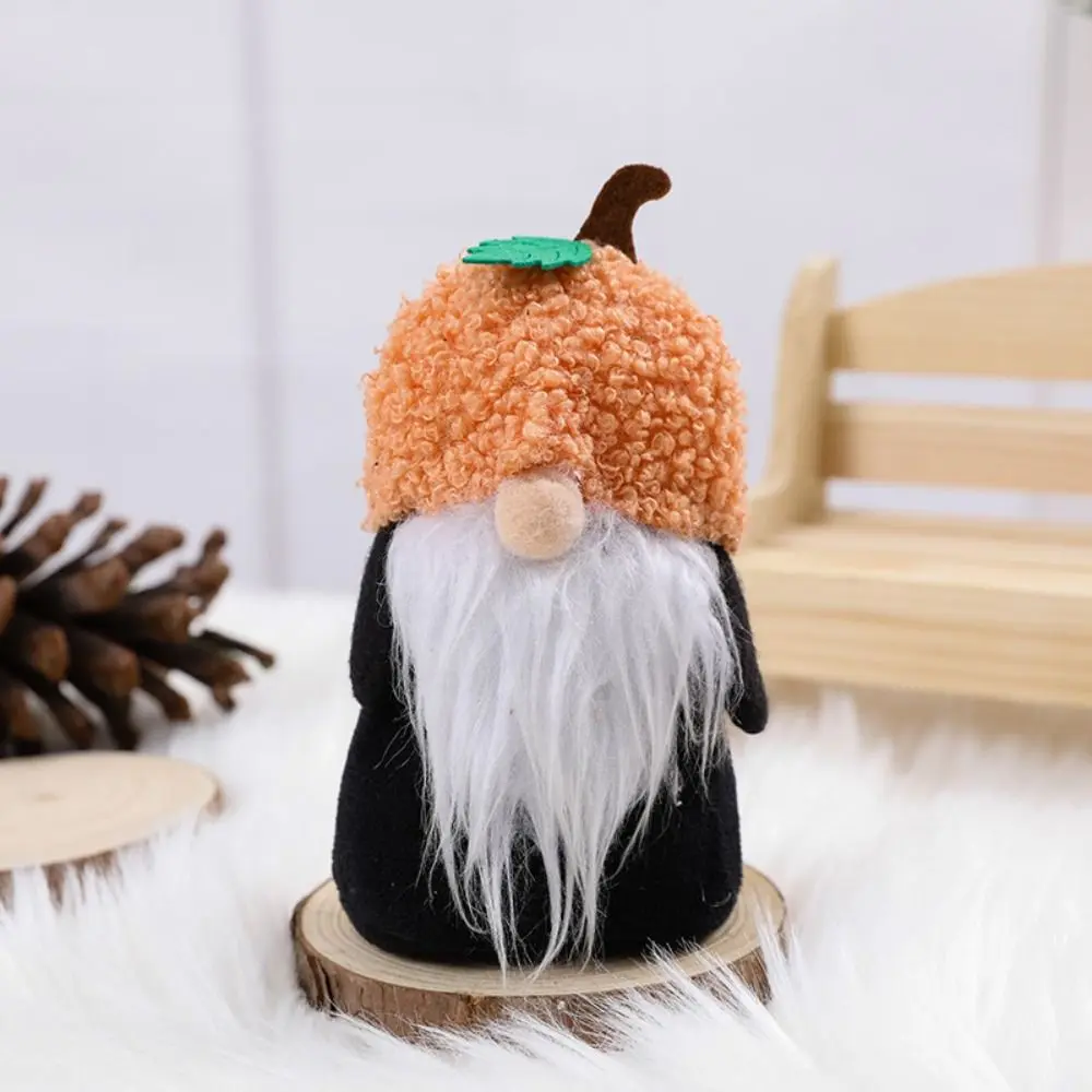Cute Fall Gnome Figurines Pumpkin Black Cat Swedish Elf Dwarf Creative Plush Ornaments Exquisite Fashion Faceless Old Man Doll