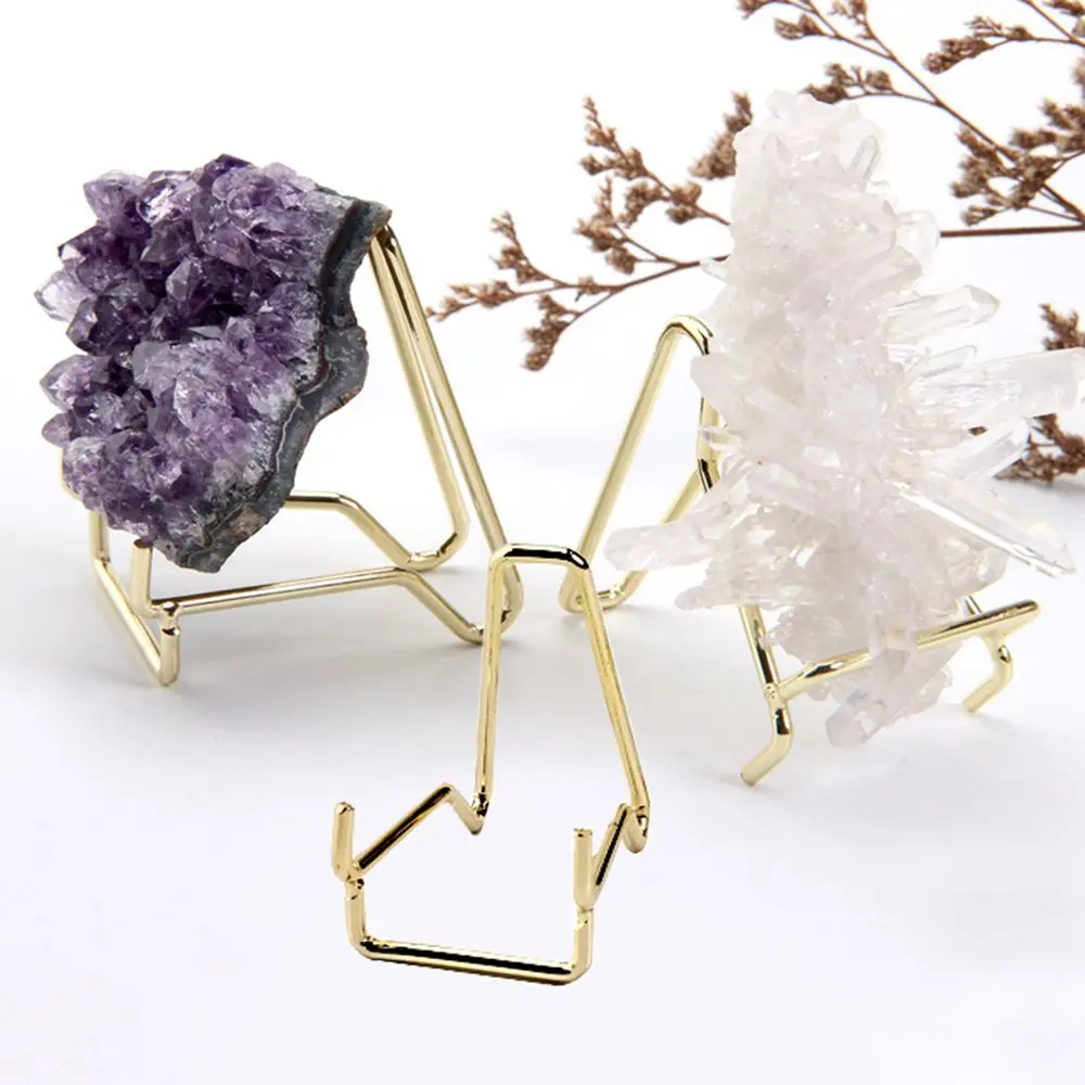 Creative Alloy Photography Props Hexagon Mineral Crystals Agate Rack Display Stand Sphere Base Holder Base
