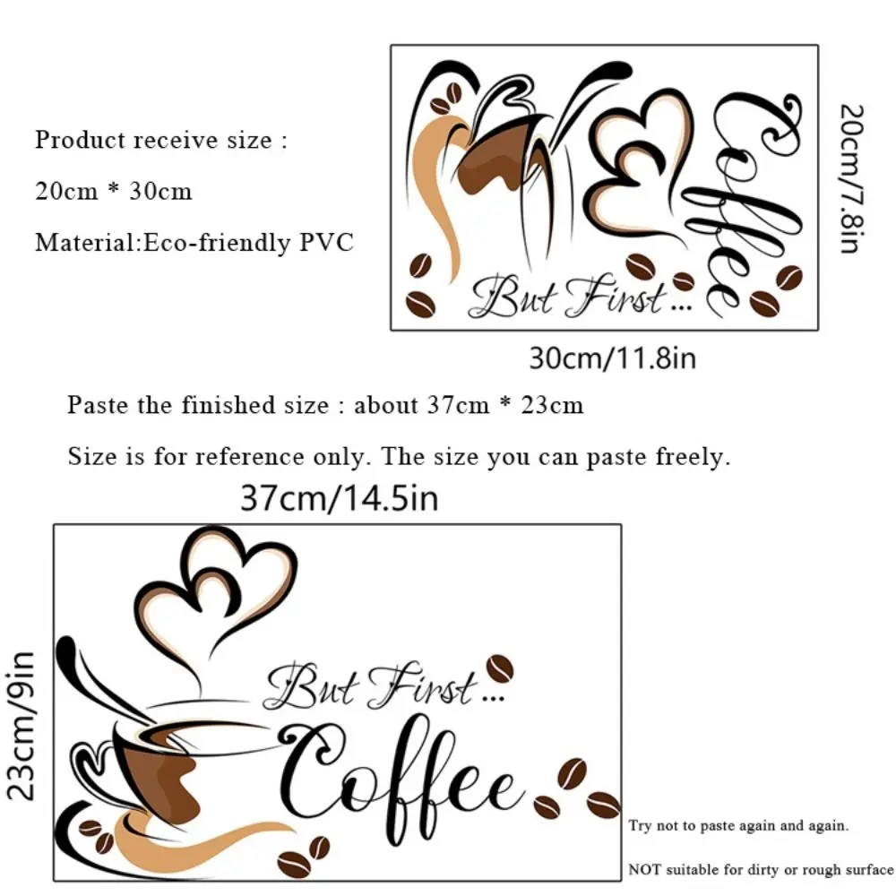 Creative Self-adhesive Coffee Cup Pattern Stickers PVC Waterproof English Wall Stickers Coffee Cup Cafe