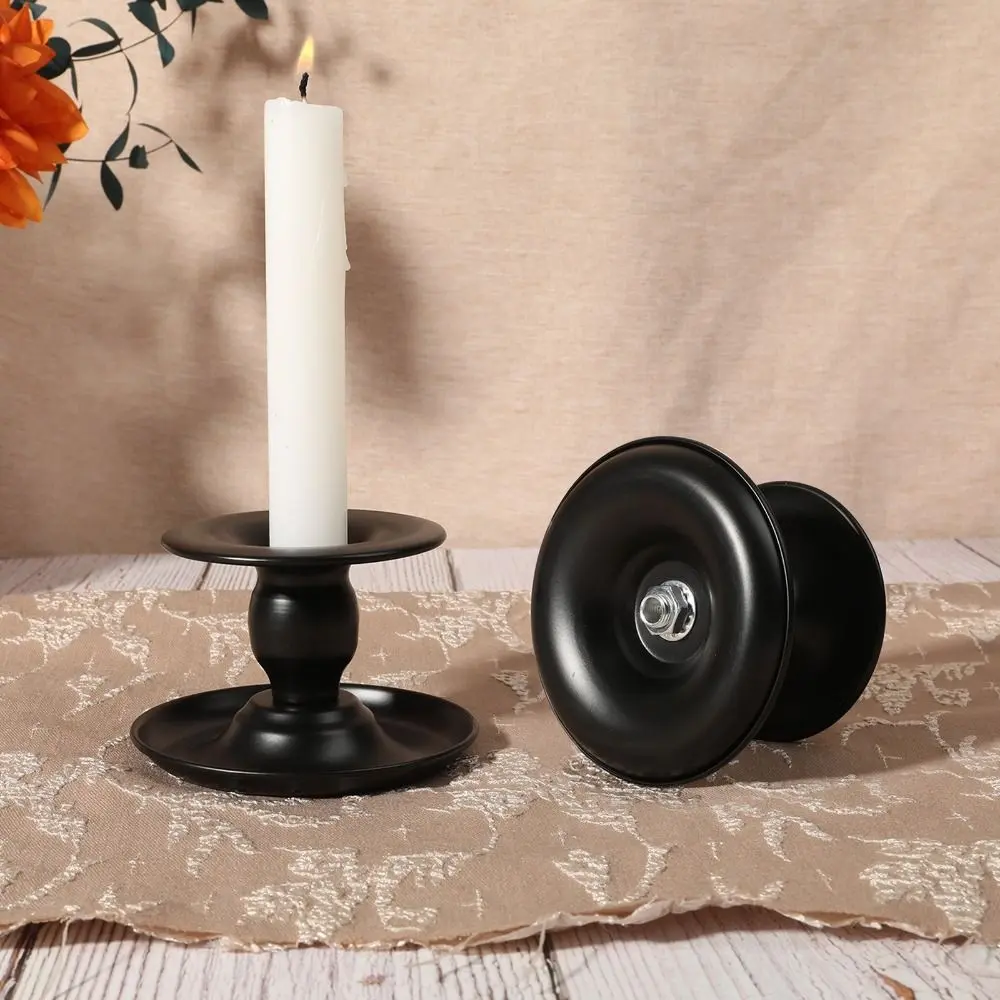 Creative DIY Round Candlestick Handmade Romantic Long Pole Candle Cup Easy to Use Metal Candle Holder Desktop
