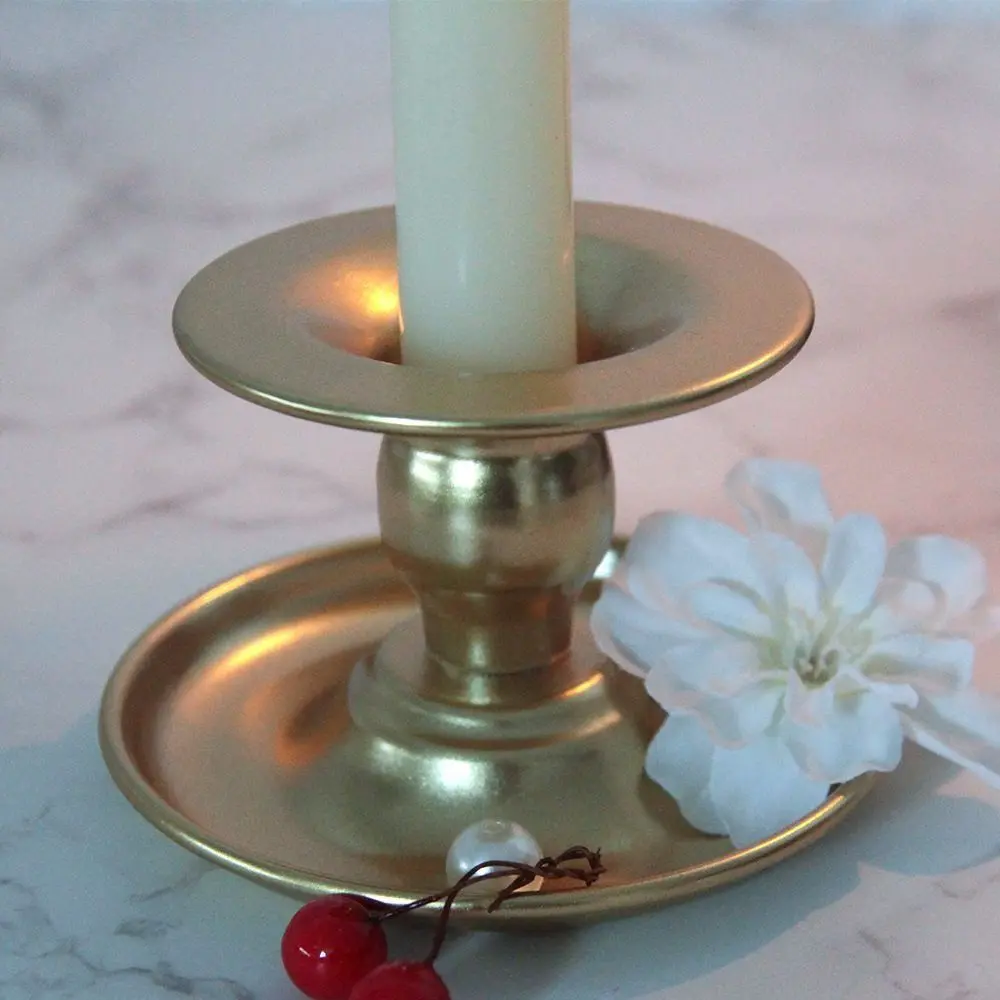 Creative DIY Round Candlestick Handmade Romantic Long Pole Candle Cup Easy to Use Metal Candle Holder Desktop