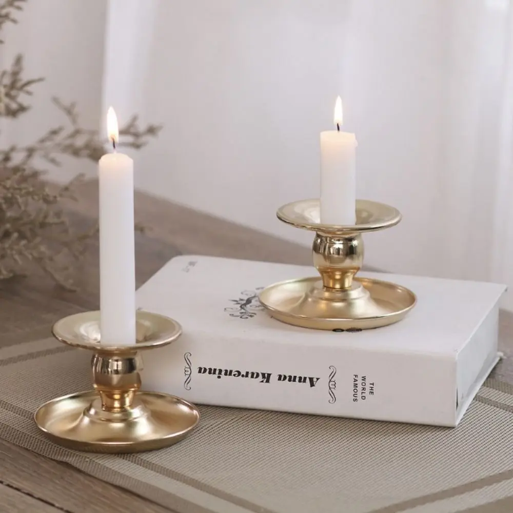 Creative DIY Round Candlestick Handmade Romantic Long Pole Candle Cup Easy to Use Metal Candle Holder Desktop