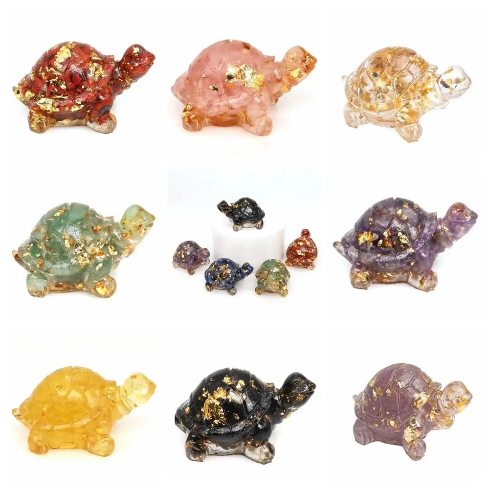 Multipurpose Animals Crystal Epoxy Turtle Statue Tortoise Natural Pocket Tortoise Figurine Crystal Epoxy Office