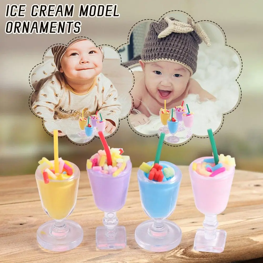 8Pcs/set Funny Mini Ice Cream Figurines Cartoon Cute Food Toys Model DIY Ice Cream Miniature Kitchen