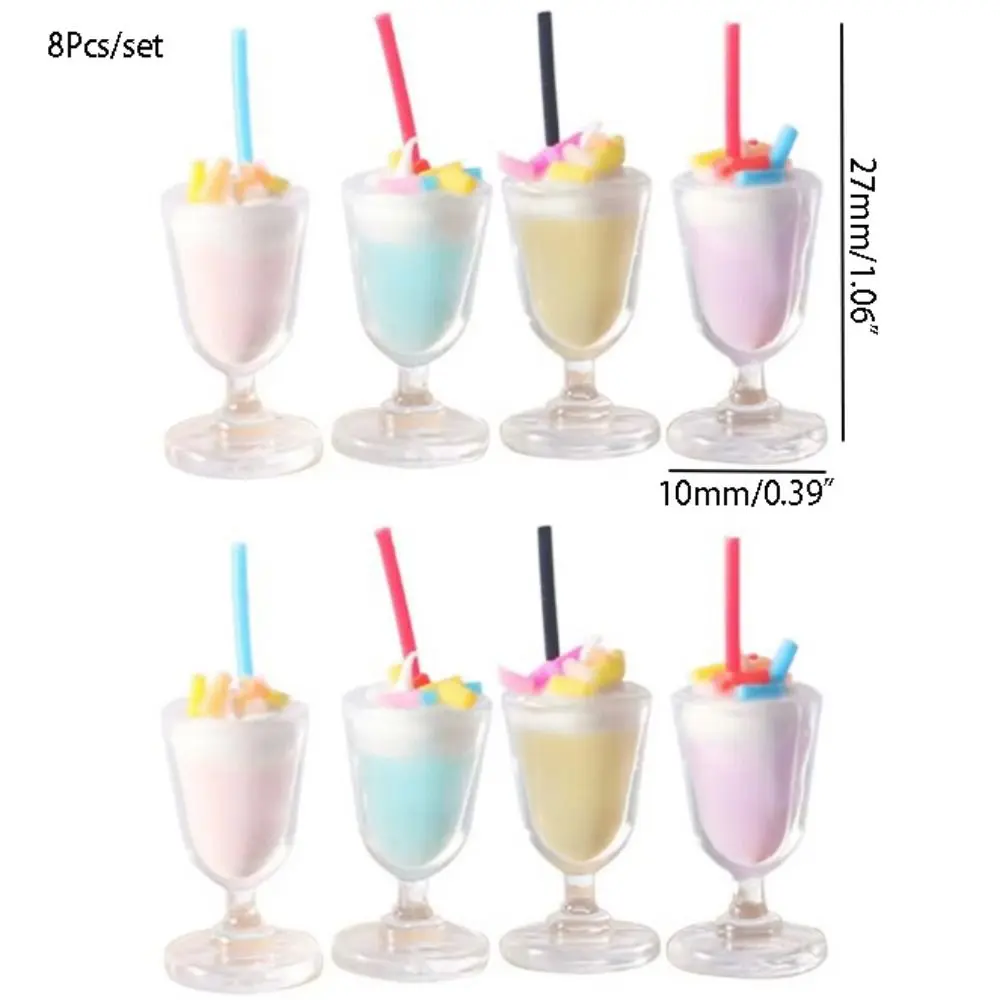 8Pcs/set Funny Mini Ice Cream Figurines Cartoon Cute Food Toys Model DIY Ice Cream Miniature Kitchen