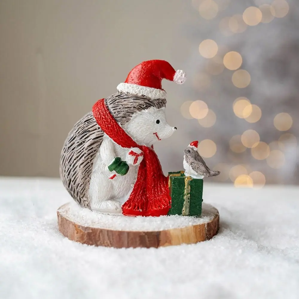 Navidad Resin Crafts Christmas Tree Statues Handmade Festival Mini House Figurine Cute Desktop Ornament Christmas Decoration