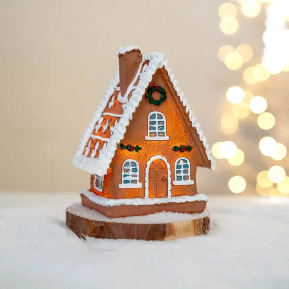 Navidad Resin Crafts Christmas Tree Statues Handmade Festival Mini House Figurine Cute Desktop Ornament Christmas Decoration