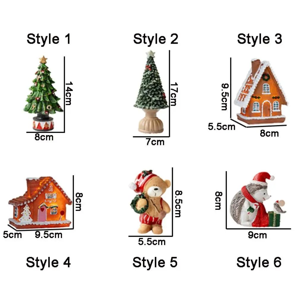 Navidad Resin Crafts Christmas Tree Statues Handmade Festival Mini House Figurine Cute Desktop Ornament Christmas Decoration