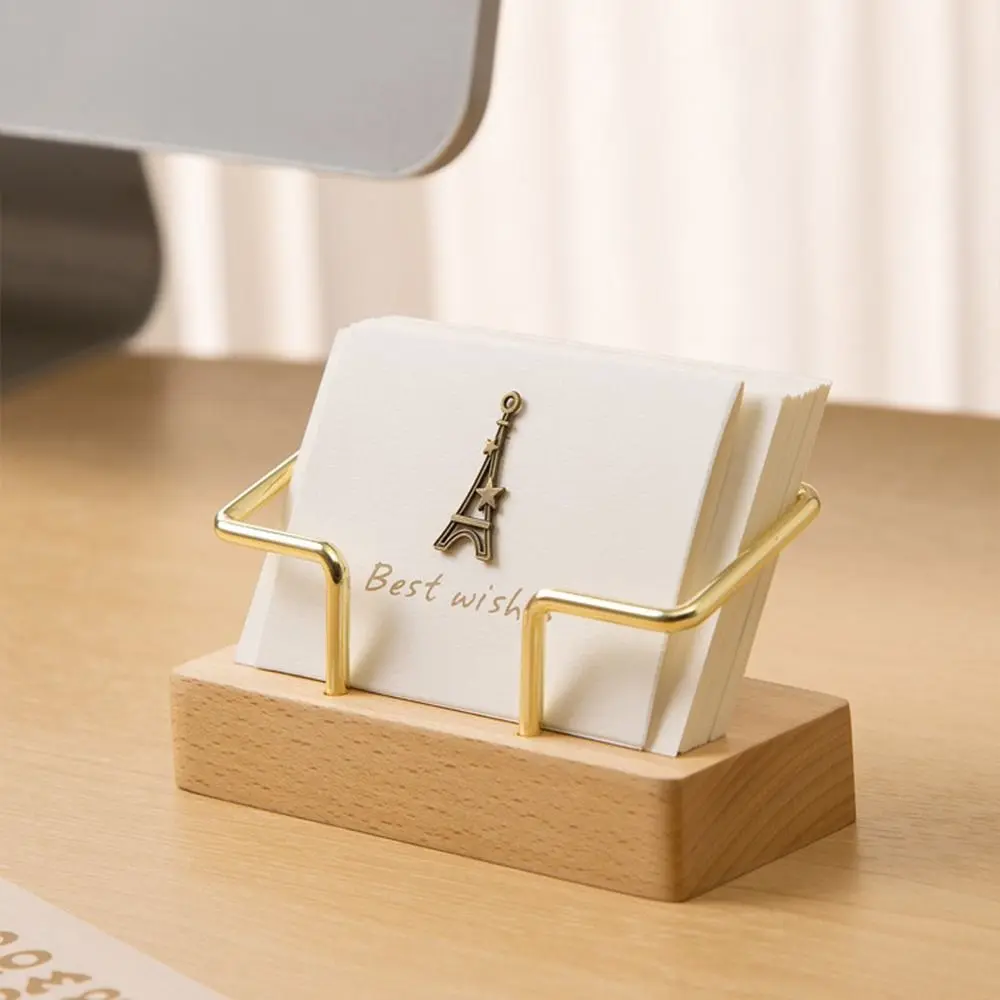 Tabletop Shelf Business Card Holder Card Storage Walnut Wood Wooden Card Holder Beech Wood Metal Card Organizer