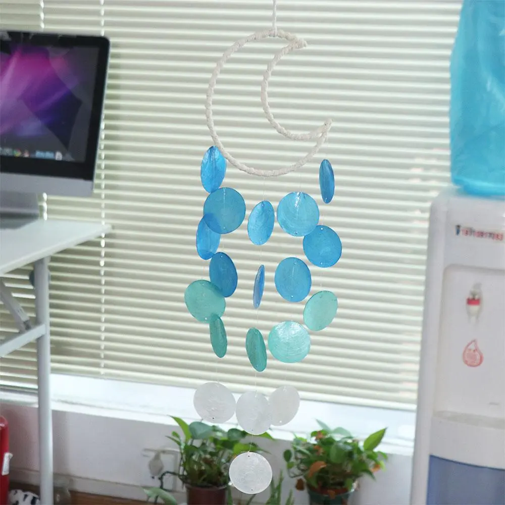 Handmade Natural Shell Wind Chimes Moon Shapes Exquisite Small Hanging Wind Chimes Colorful Moon Dream Catchers