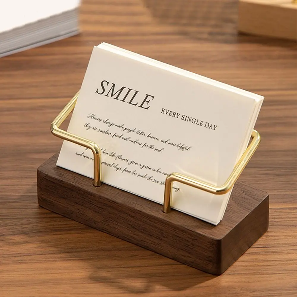 Tabletop Shelf Business Card Holder Card Storage Walnut Wood Wooden Card Holder Beech Wood Metal Card Organizer