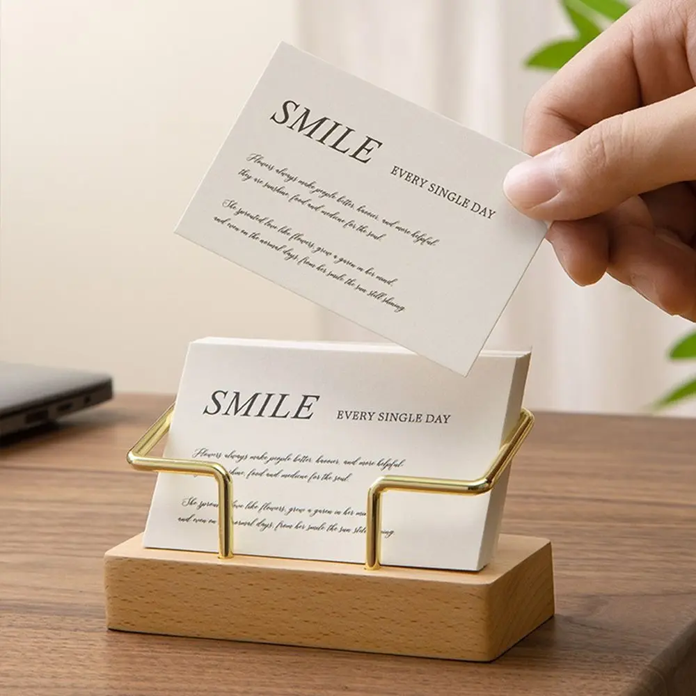 Tabletop Shelf Business Card Holder Card Storage Walnut Wood Wooden Card Holder Beech Wood Metal Card Organizer