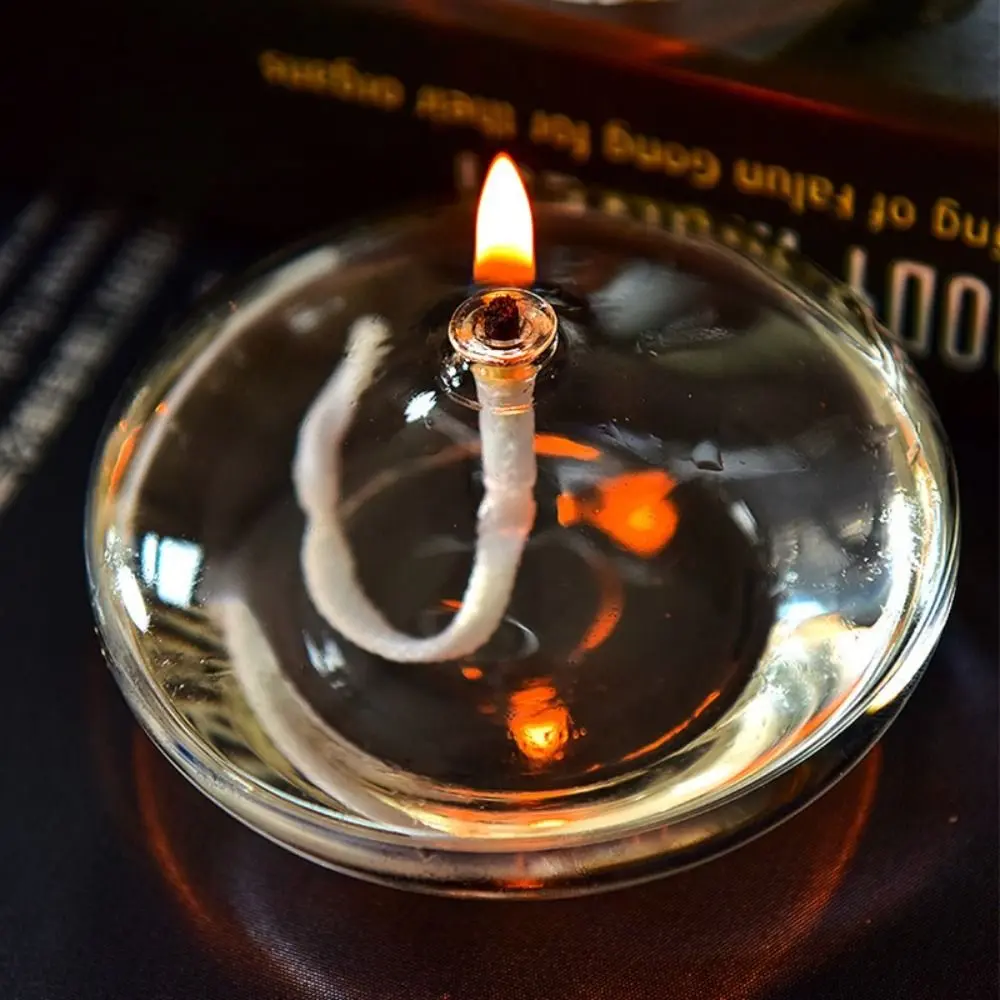 Transparent Transparent Glass Candle Holders Smokeless Glass Oil Lamp Candlestick Simple Smokeless Candlestick Ornaments Dinner