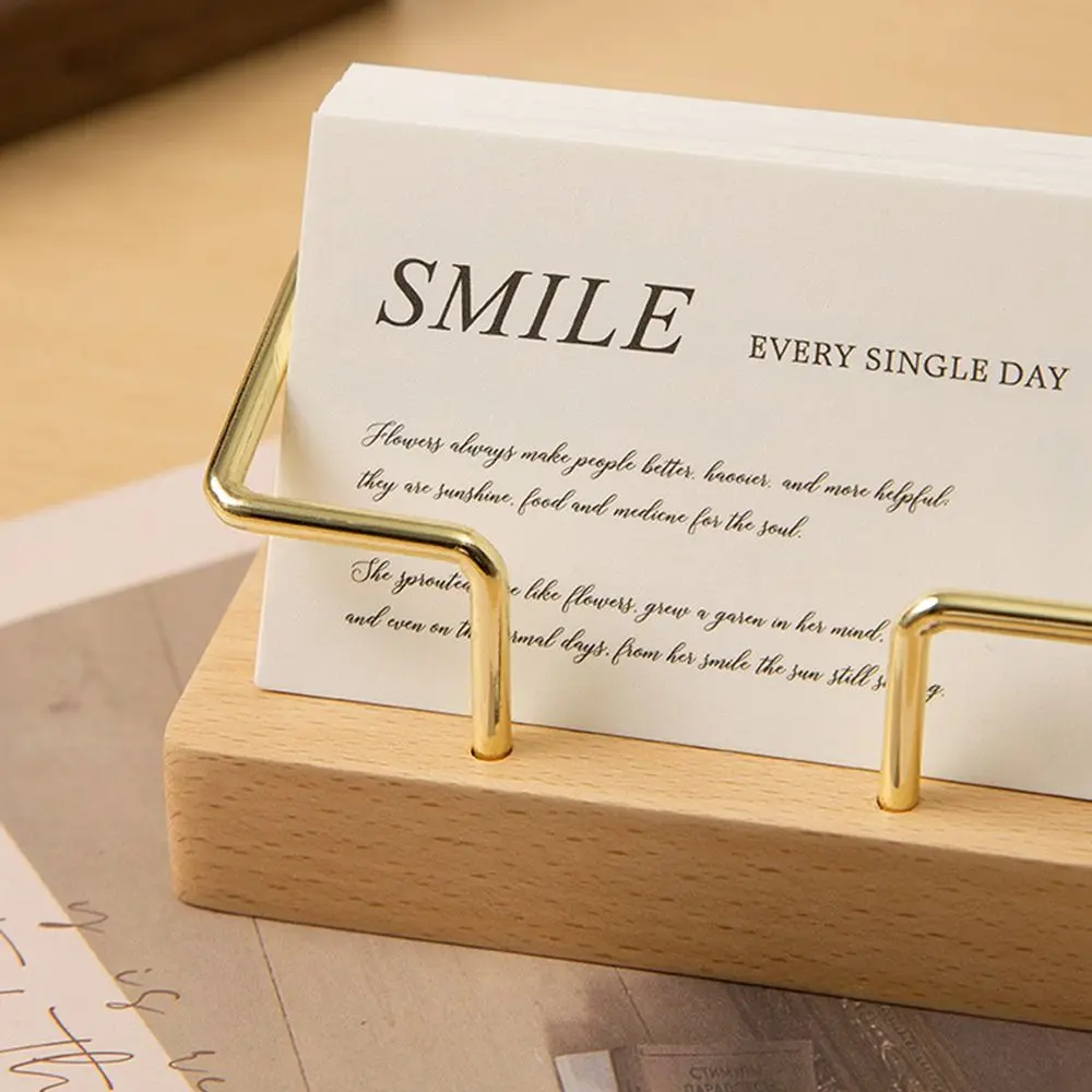 Tabletop Shelf Business Card Holder Card Storage Walnut Wood Wooden Card Holder Beech Wood Metal Card Organizer