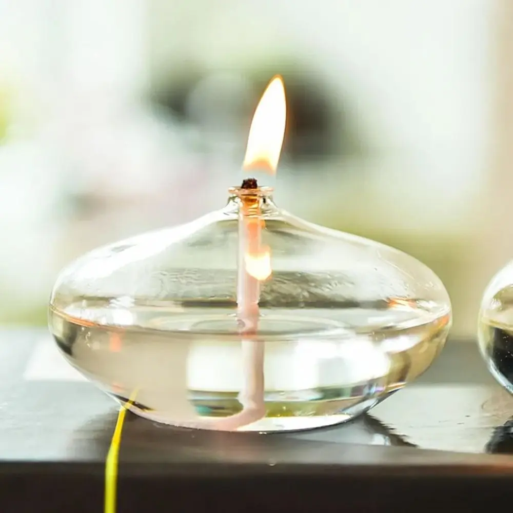 Transparent Transparent Glass Candle Holders Smokeless Glass Oil Lamp Candlestick Simple Smokeless Candlestick Ornaments Dinner