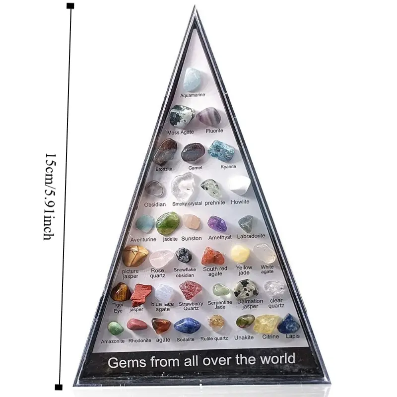Gemstones Natural Crystal Rock Collection 36 Ore Natural Crafts Natural Specimens Triangular Set Collection