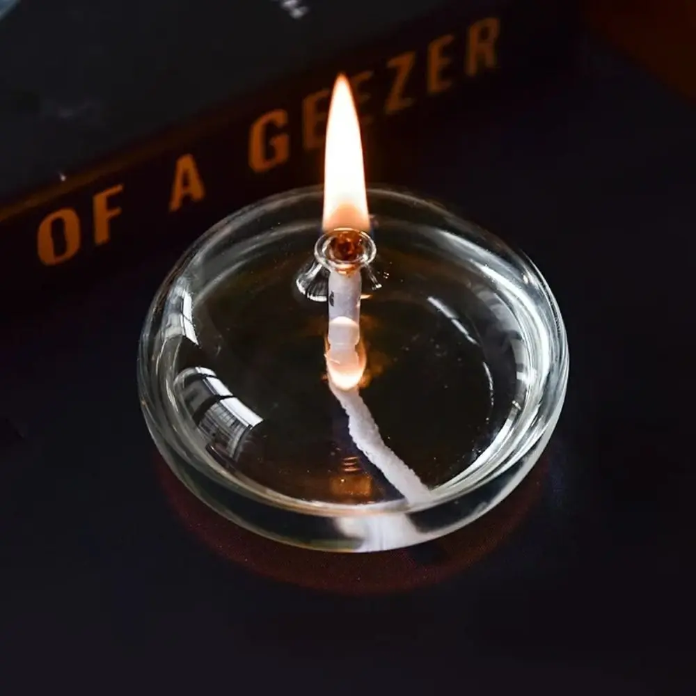 Transparent Transparent Glass Candle Holders Smokeless Glass Oil Lamp Candlestick Simple Smokeless Candlestick Ornaments Dinner