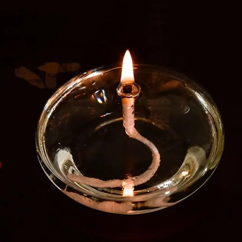 Transparent Transparent Glass Candle Holders Smokeless Glass Oil Lamp Candlestick Simple Smokeless Candlestick Ornaments Dinner