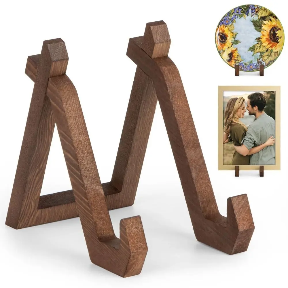 Multifunctional Retro Wooden Display Rack Practical Sturdy Picture Frame Stand Handmade Music Album Rack for Bedroom Cafe CD