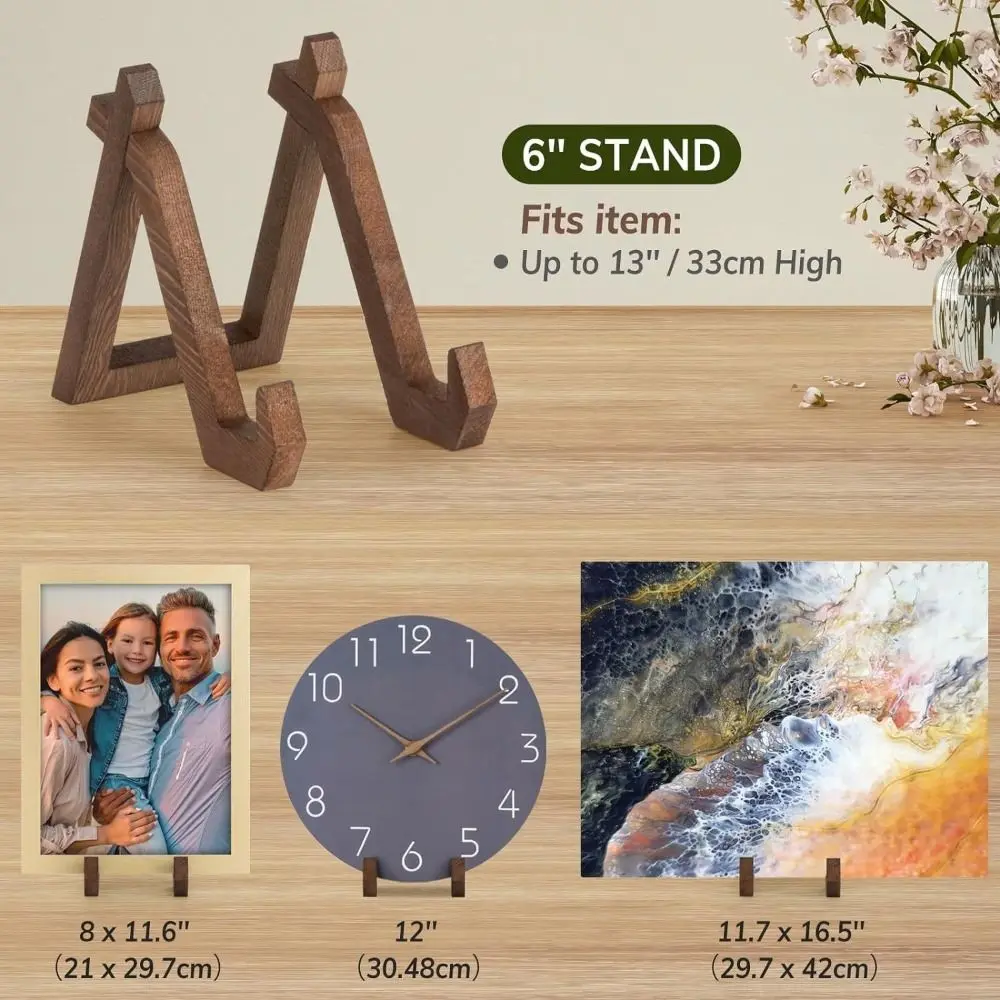 Multifunctional Retro Wooden Display Rack Practical Sturdy Picture Frame Stand Handmade Music Album Rack for Bedroom Cafe CD