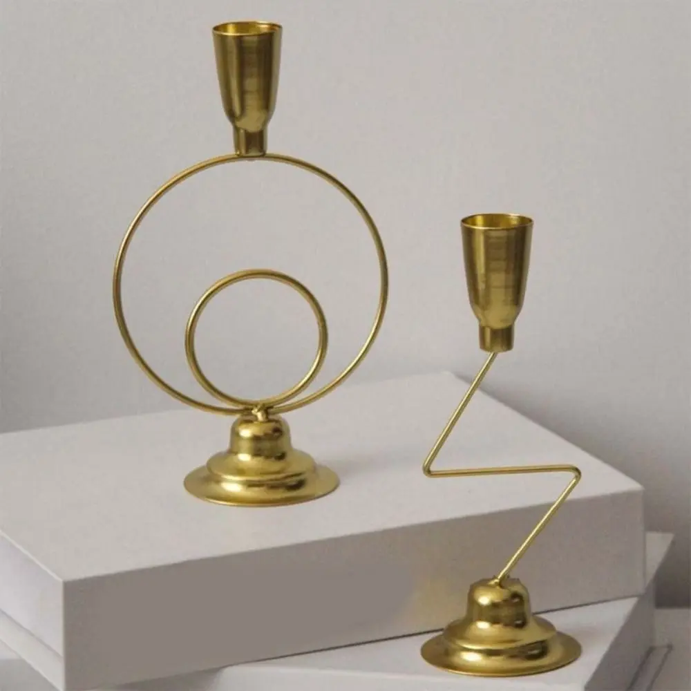 Modern High-end Nordic Candle Holder Simple Elegant Gold Aromatherapy Stand Decorative Metal Candlestick Desktop