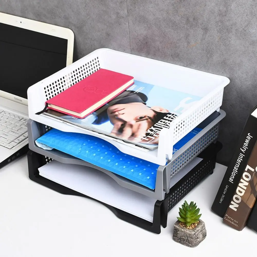 Simple Desktop Organizer Stackable File Rack File Organizer Laminated A4 File Storage Tray Papers Rack INS Style Archives