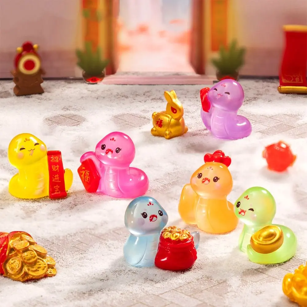 Cute Luminous Mini Snake Figurine Zodiac Snake Glow in The Dark New Year Snake Statue Blessing Resin Crafts