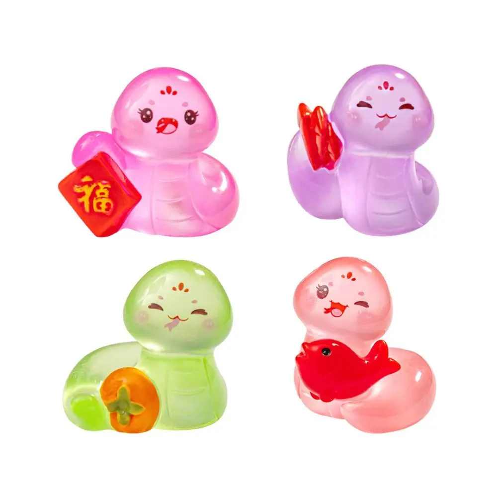 Cute Luminous Mini Snake Figurine Zodiac Snake Glow in The Dark New Year Snake Statue Blessing Resin Crafts