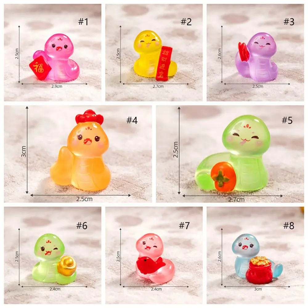 Cute Luminous Mini Snake Figurine Zodiac Snake Glow in The Dark New Year Snake Statue Blessing Resin Crafts