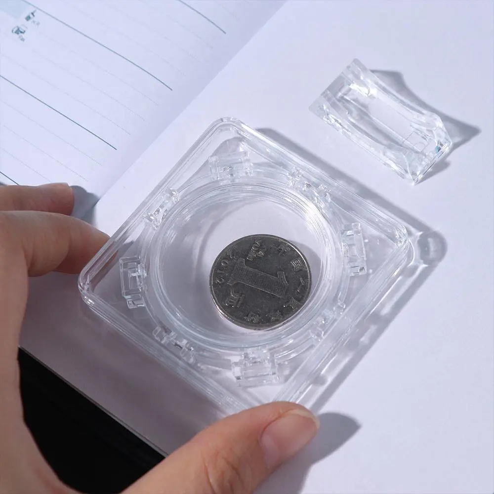 Sturdy Rotatable Coin Display Case Floating 3D Coin Container Box Portable Lightweight Coin Protector Sleeves Collectors