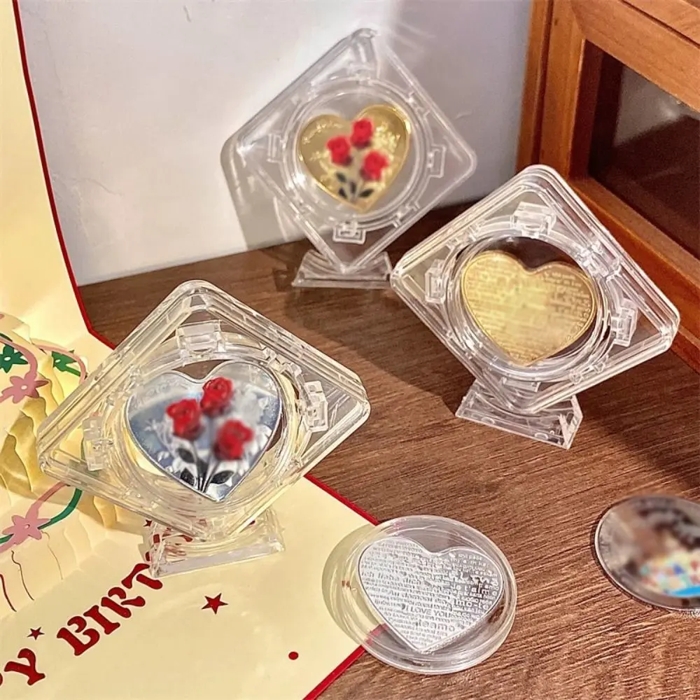 Sturdy Rotatable Coin Display Case Floating 3D Coin Container Box Portable Lightweight Coin Protector Sleeves Collectors