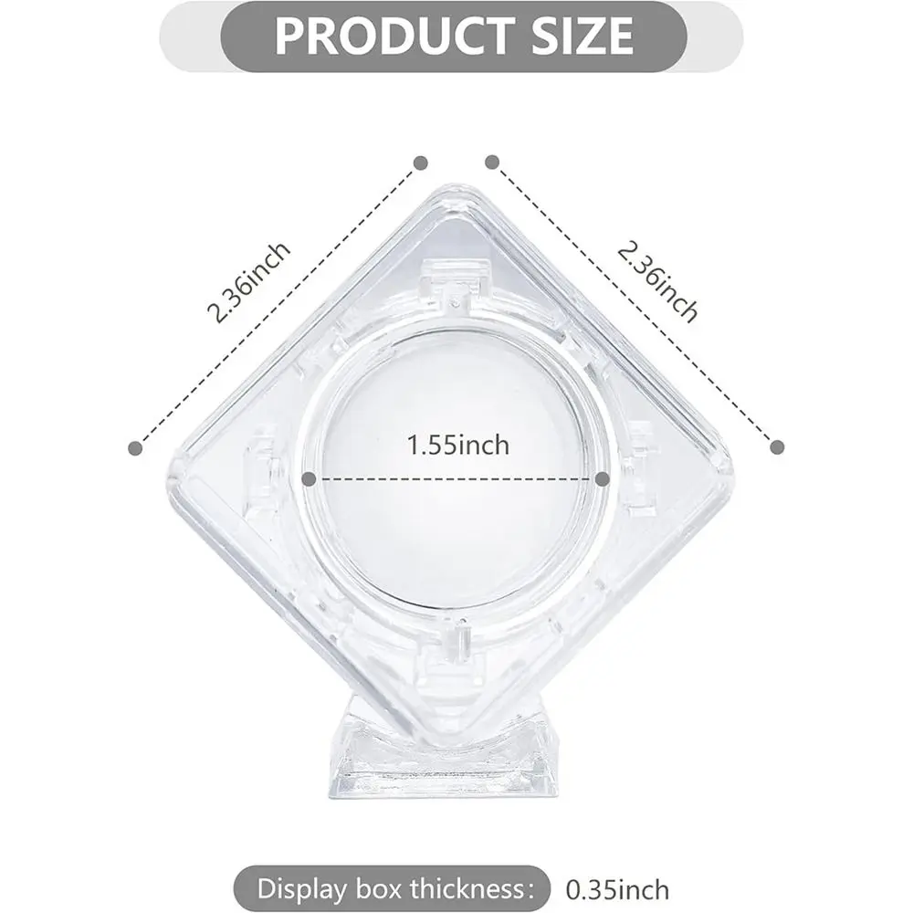 Sturdy Rotatable Coin Display Case Floating 3D Coin Container Box Portable Lightweight Coin Protector Sleeves Collectors