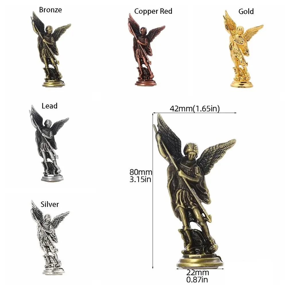 Creative Alloy Ctafts Michael Figurine Handmade Vivid Michael Ornaments Small Christian Guardian Statues Tabletop