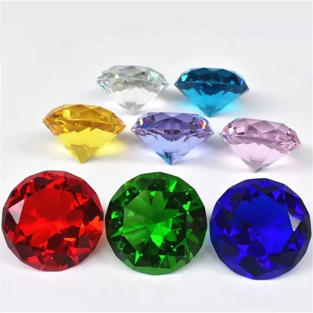 Colored Crystal Diamond Ornament Diamond Shaped Jewelry Craft Artificial Crystal Diamond Cutting Process DIY