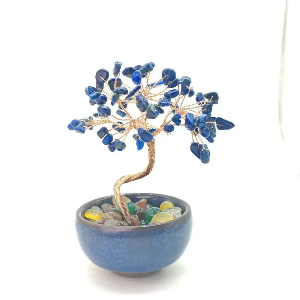 Ceramics Base Natural Crystal Tree Copper Wire Positive Energy Luck Figurine Spiritual Tabletop Adornment