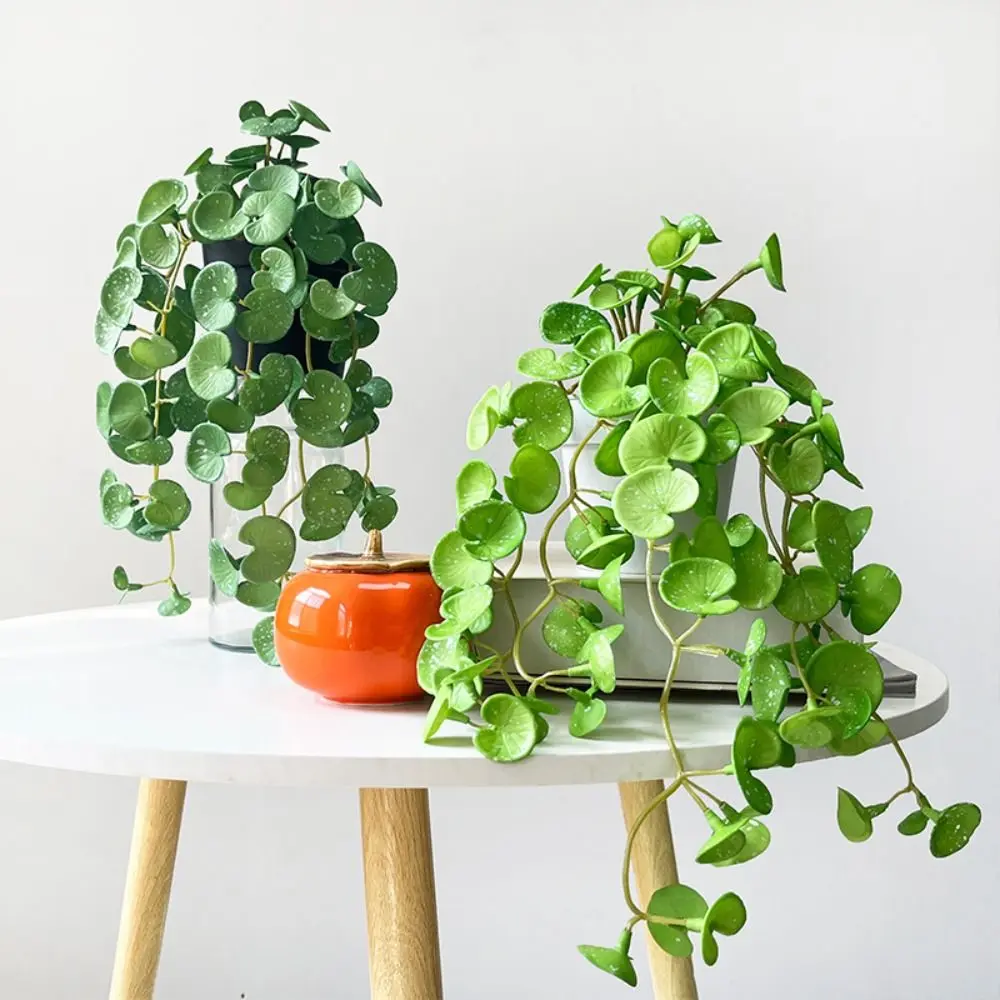 Soft Artificial Copper Coin Grass Plants Handmade Wall Hanging Fake Ivy Leaf Leaves Realistic Mini Bouquet Home Decoration