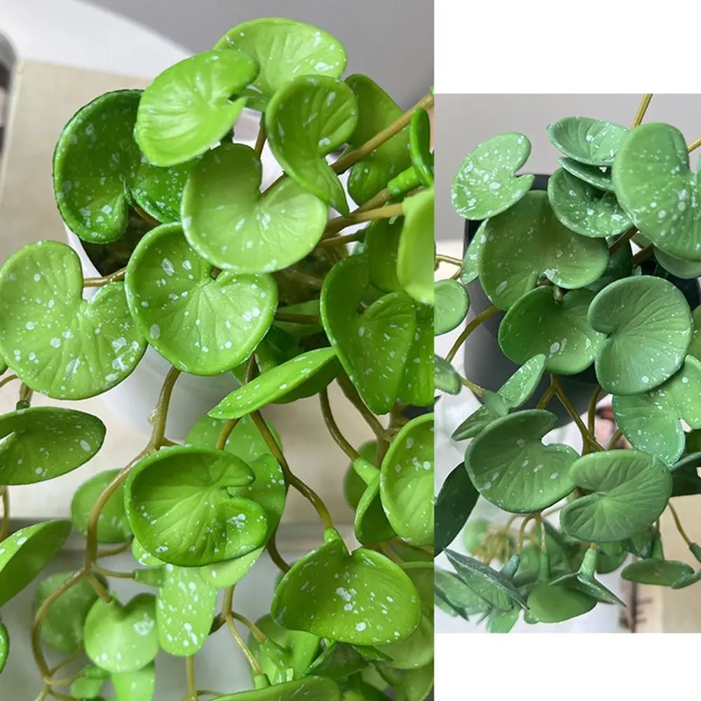 Soft Artificial Copper Coin Grass Plants Handmade Wall Hanging Fake Ivy Leaf Leaves Realistic Mini Bouquet Home Decoration