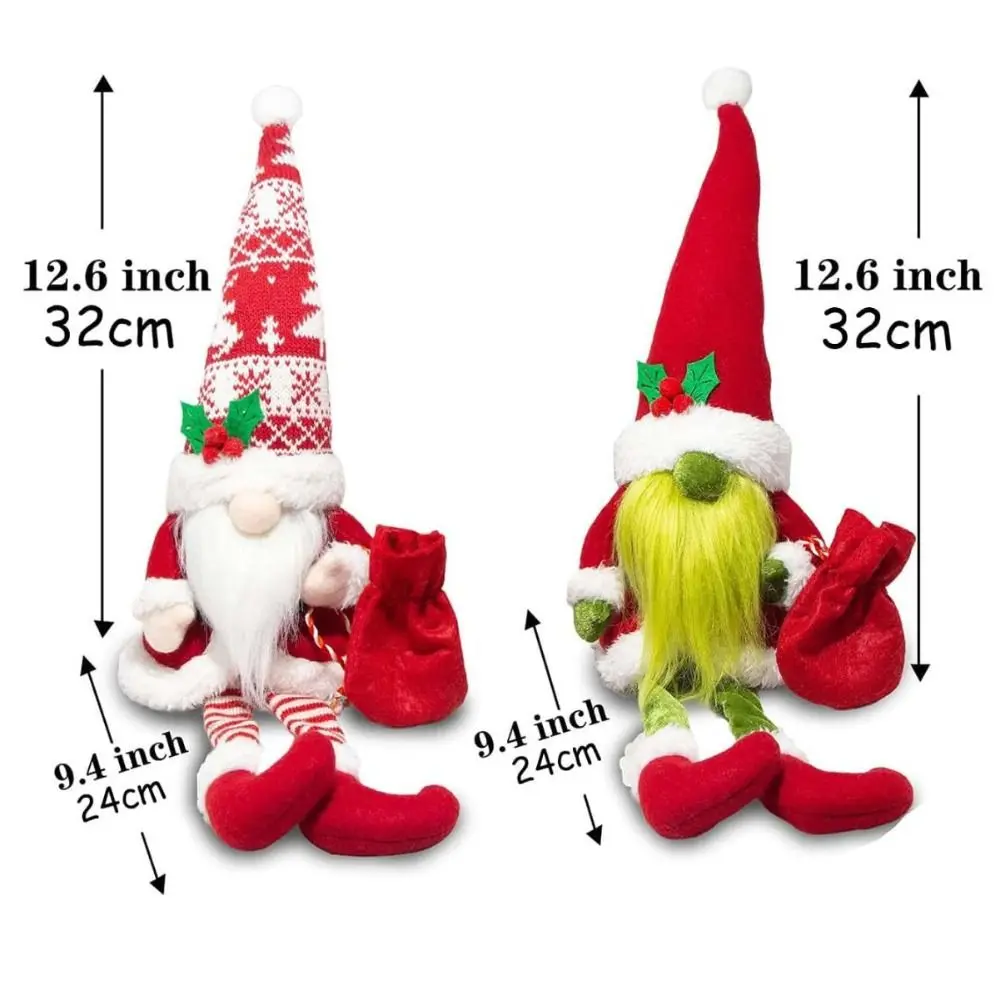 Plush Christmas Faceless Dwarf Doll with Full Beard Sitting Long-legged Cartoon Gnomes Old Man Ornament Handmade Exquisite