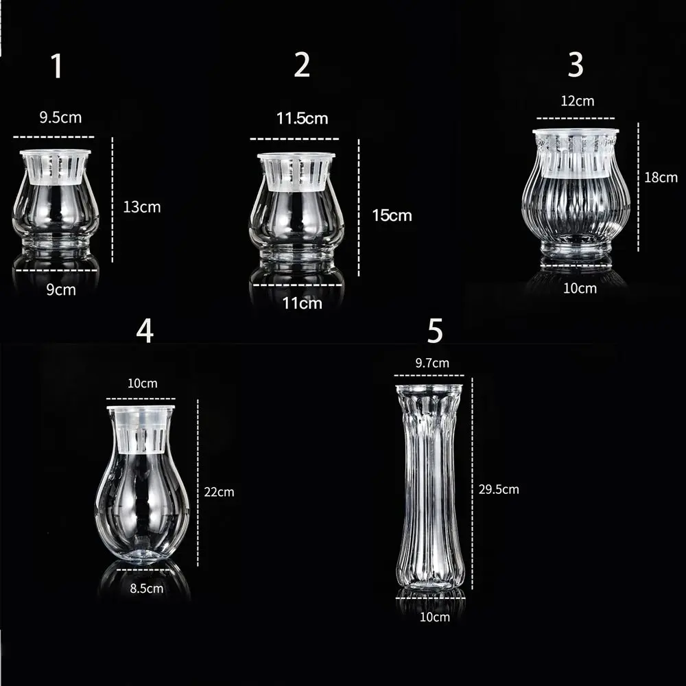 Mini Fish Tank Self Watering Hydroponic Flower Pot Plastic Transparent Aquatic Plant Container Floor-standing Simple Home Decor