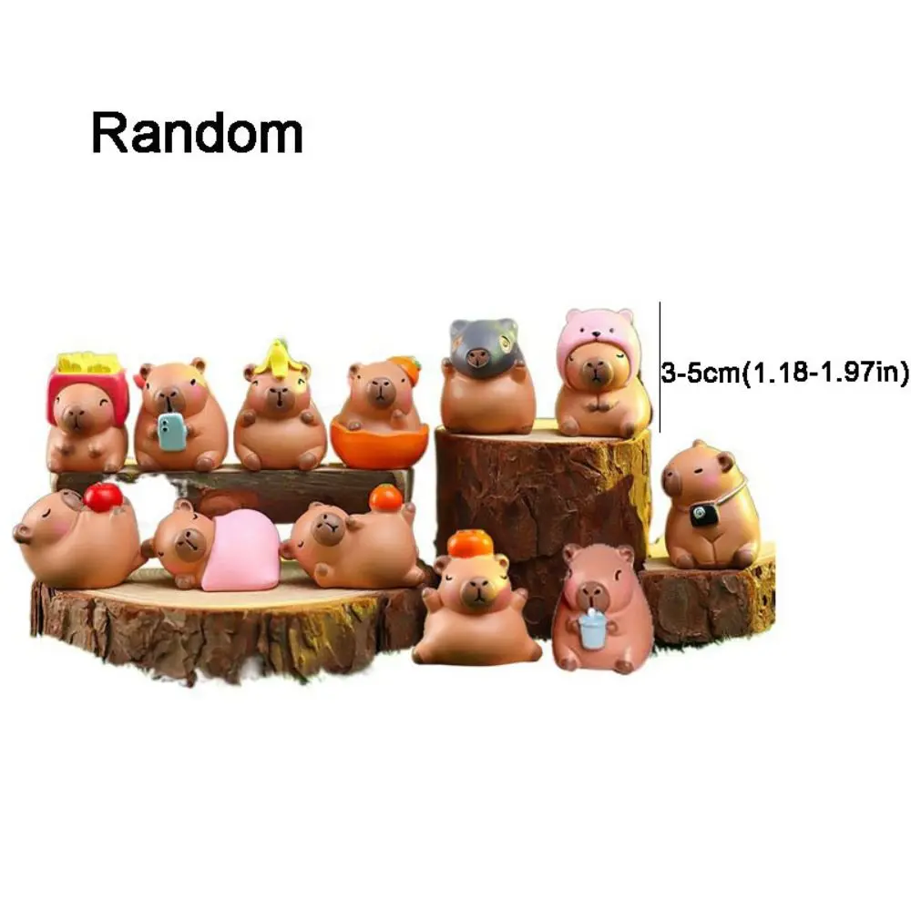 Ornaments Resin Simulation Mini Capybara 3D Cute Capybara Action Figures Decorative Kawaii Capybara Figurine Kids Gift