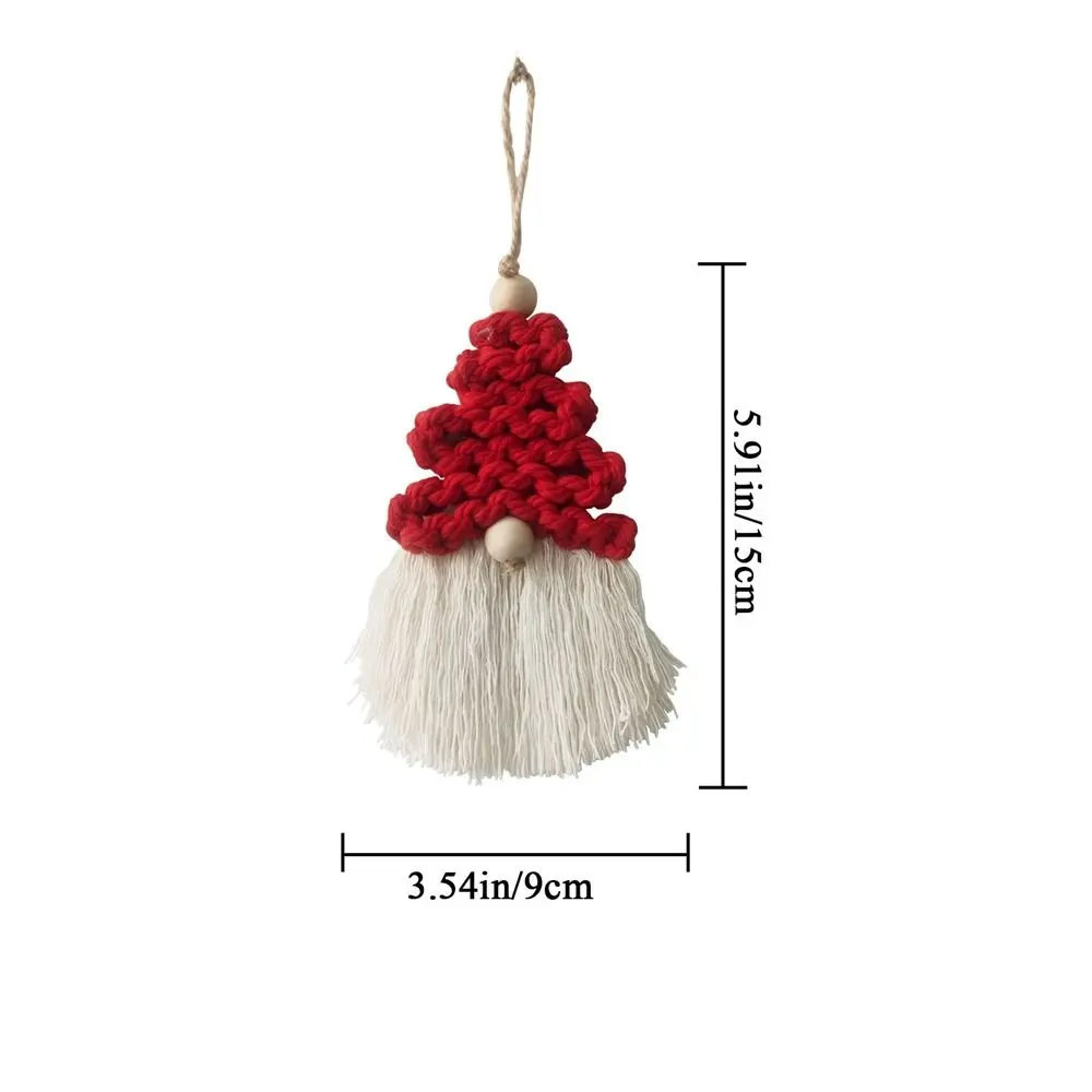 Macrame Christmas Tree Tassel Pendant Cotton Woven Handmade Handwoven Christmas Tree Pendant Santa Decorative New Year
