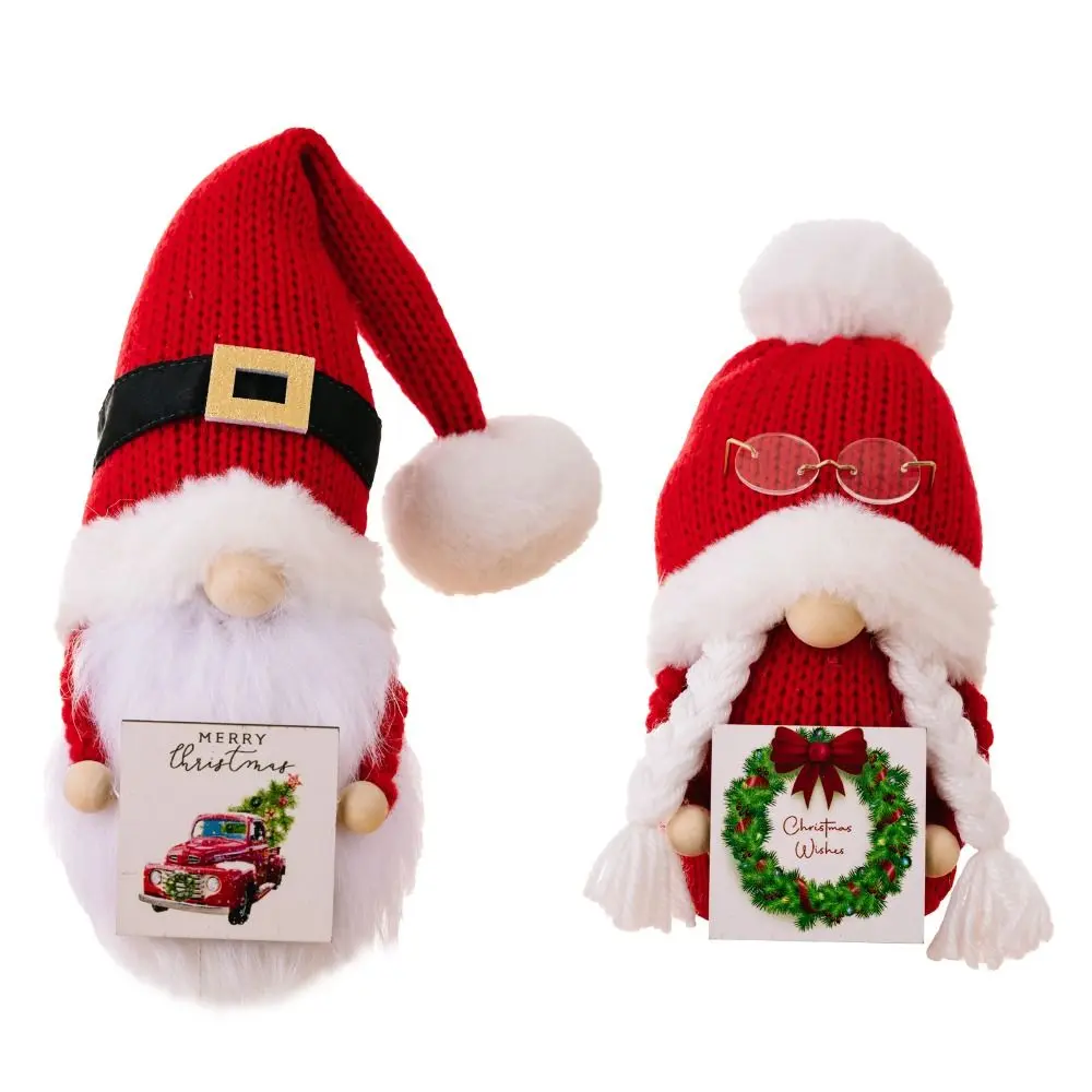 Antler Christmas Faceless Doll Exquisite Soft Plush Knitted Hat Rudolf Doll Handmade Christmas Tree Forest Man Doll Ornaments