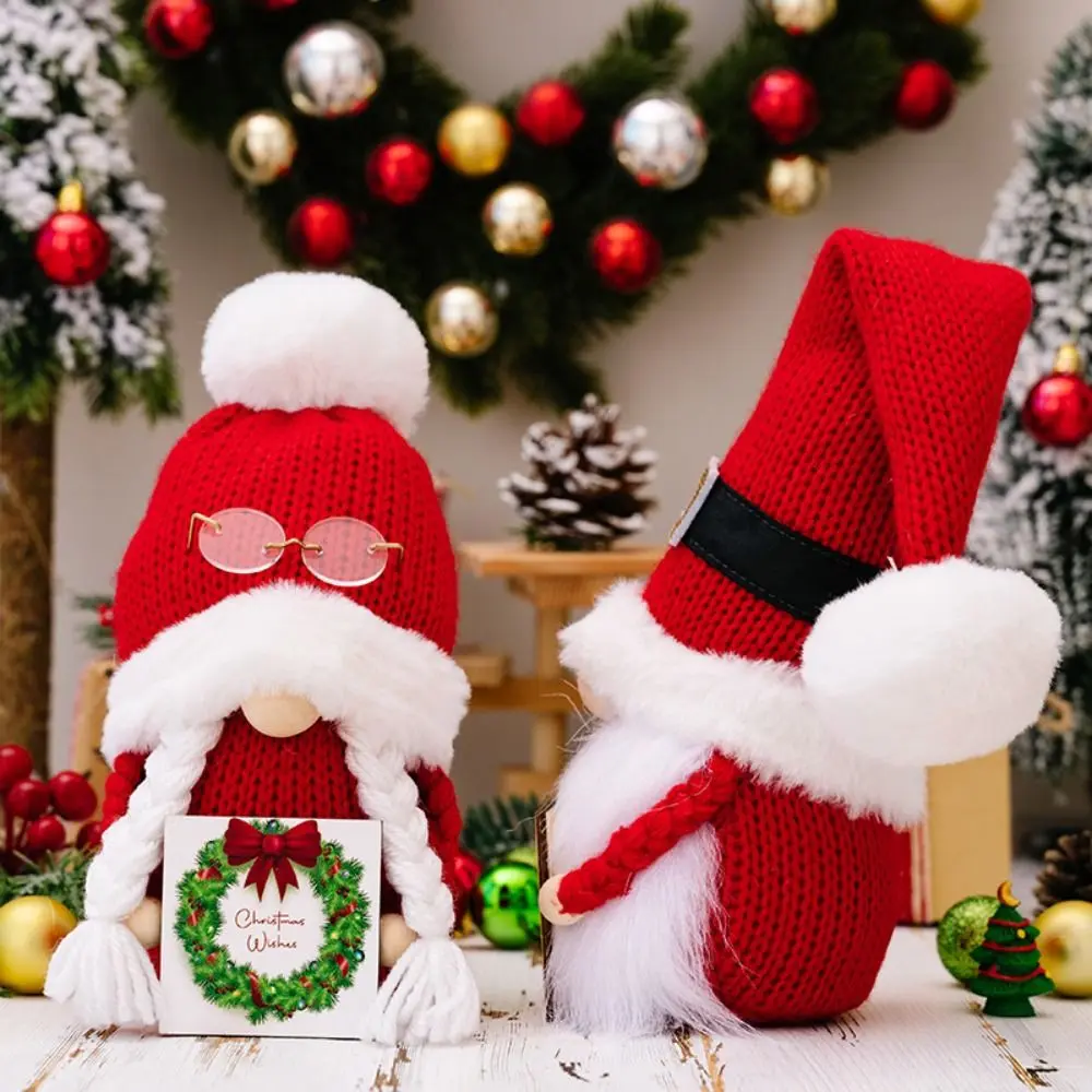 Antler Christmas Faceless Doll Exquisite Soft Plush Knitted Hat Rudolf Doll Handmade Christmas Tree Forest Man Doll Ornaments