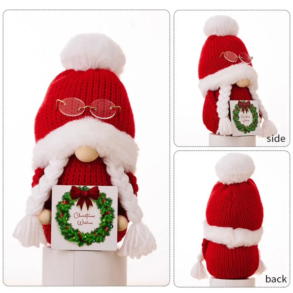 Antler Christmas Faceless Doll Exquisite Soft Plush Knitted Hat Rudolf Doll Handmade Christmas Tree Forest Man Doll Ornaments