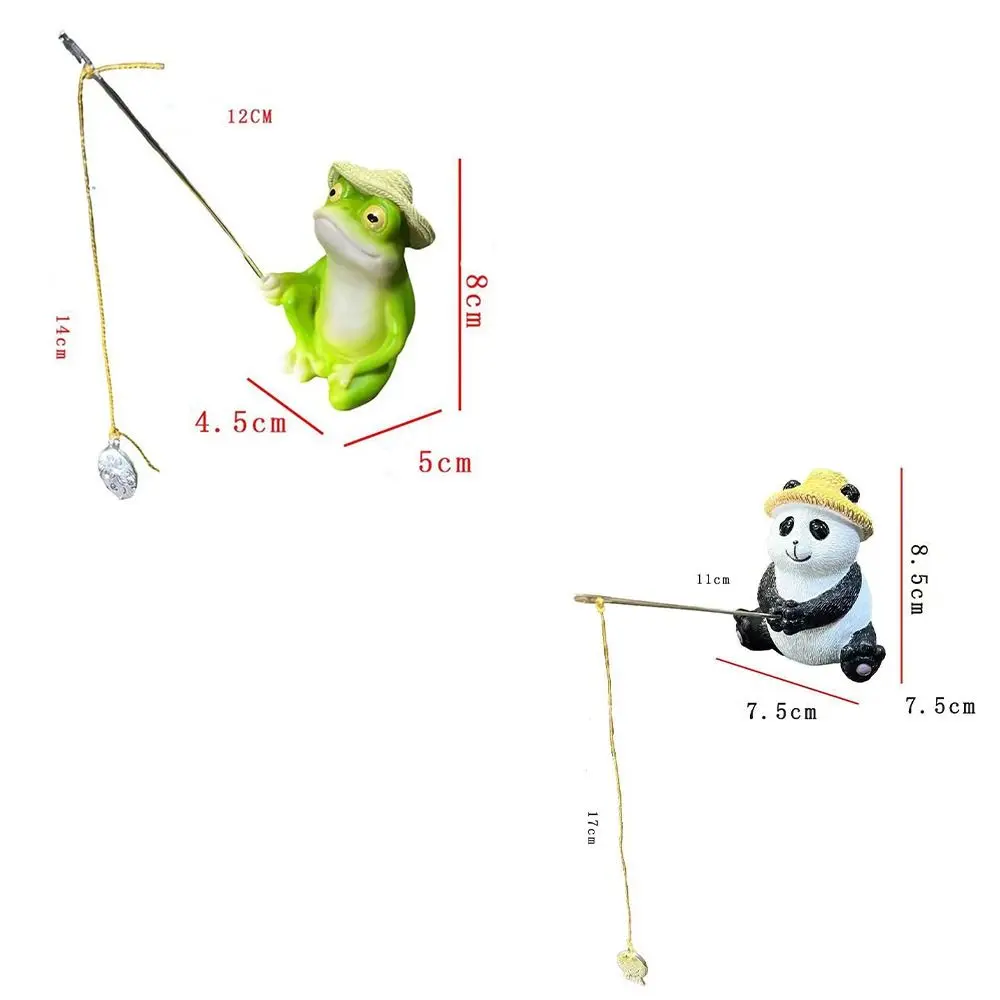 Garden Decor Resin Frog Panda Fishing Statue Cartoon Creative Animal Sculpture Funny Waterproof Miniatures Figurine Rockery
