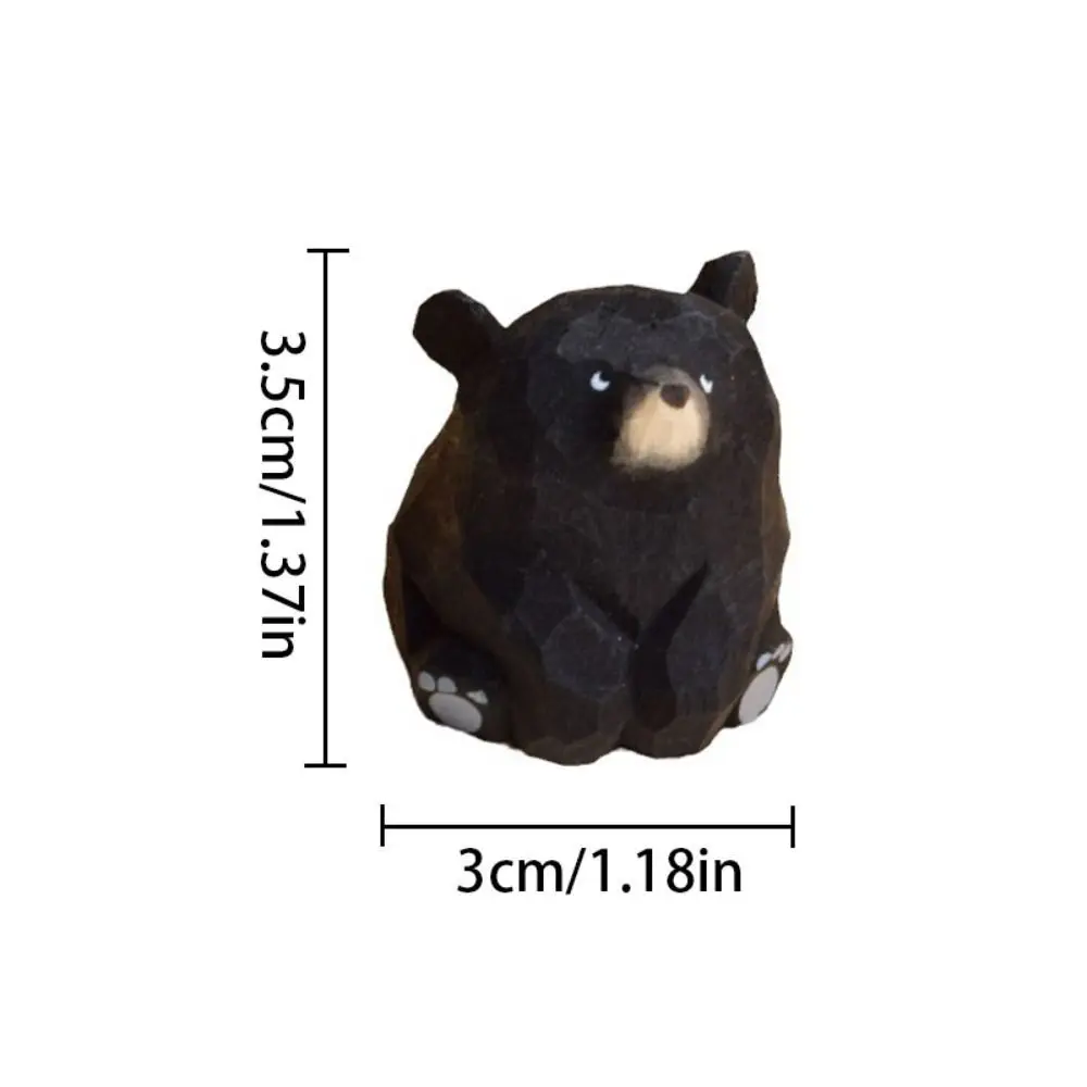 Kids Gifts Solid Wood Wooden Bear Figurines Cute Realistic Polar Bear Ornament Hand Carved Miniature Mini Bear Statue Balcony