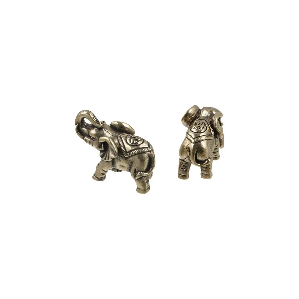 Portable Solid Blessed Elephan Miniatures Mini Cute Lucky Elephant Statue Retro Crafts Copper Animal Sculpture Decor Accessories