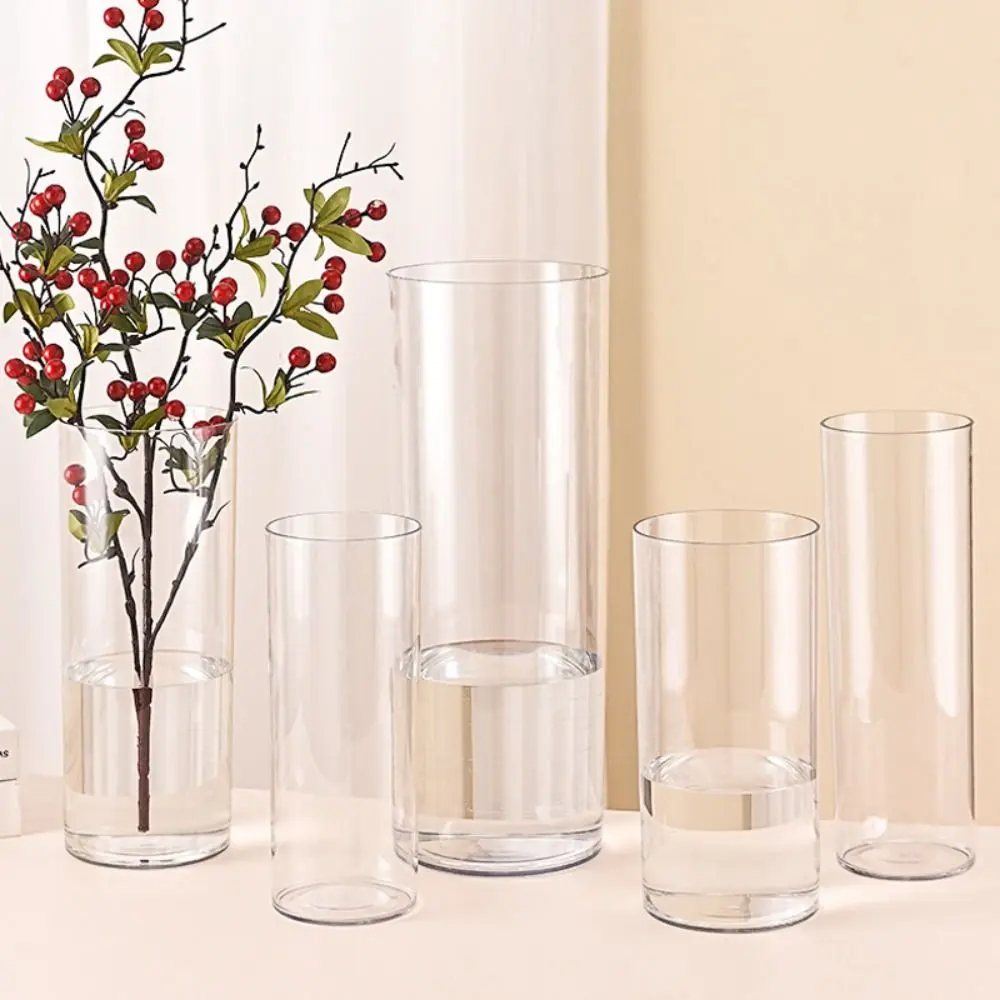 Hydroponic Plants Acrylic Cylinder Vase Fresh Flowers Shatterproof Transparent Flower Vase Durable Candles Decorative Bottles
