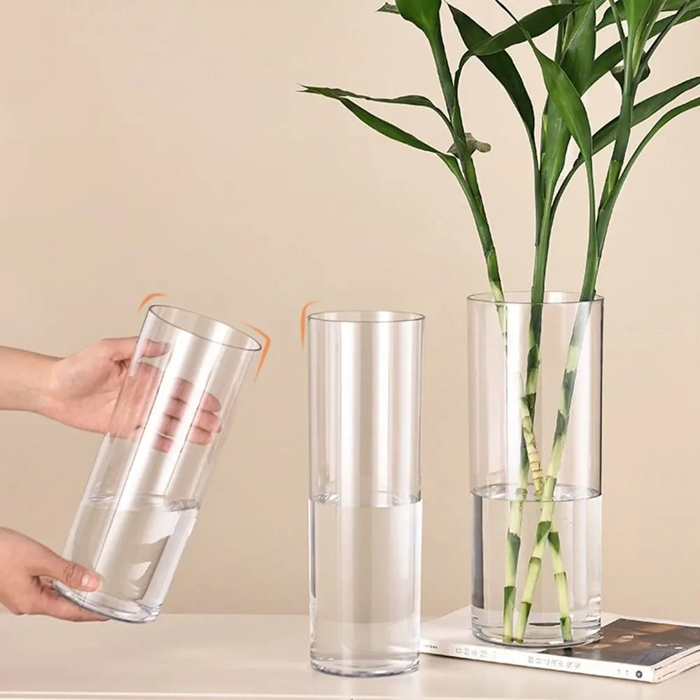 Hydroponic Plants Acrylic Cylinder Vase Fresh Flowers Shatterproof Transparent Flower Vase Durable Candles Decorative Bottles